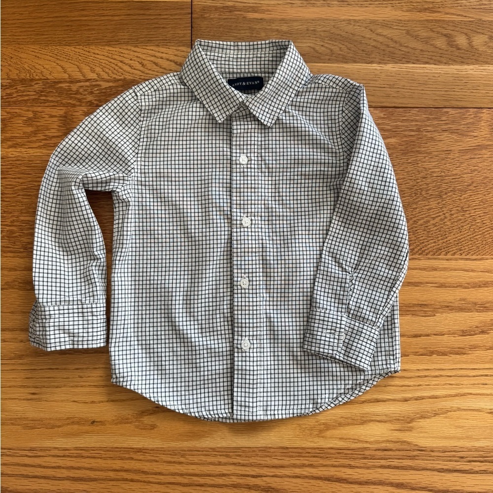 Andy & Evan Black and White Plaid Button Down Shirt